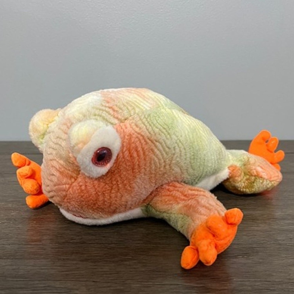 Ty Beanie Buddies Prince the Frog Plush Vintage 2000 Orange Green Tie Dye Toy